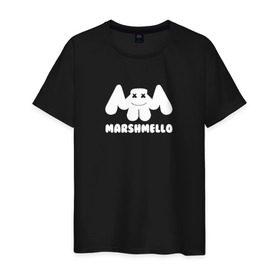 Мужская футболка хлопок с принтом Marshmello в Курске, 100% хлопок | прямой крой, круглый вырез горловины, длина до линии бедер, слегка спущенное плечо. | edm | marshmello