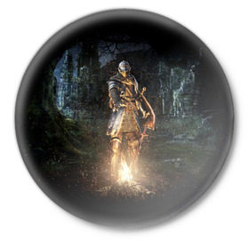 Значок с принтом Dark Souls в Курске,  металл | круглая форма, металлическая застежка в виде булавки | dark | souls | дракон | души | игра | лордран | темные