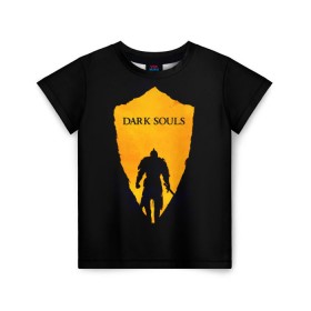 Детская футболка 3D с принтом Dark Souls в Курске, 100% гипоаллергенный полиэфир | прямой крой, круглый вырез горловины, длина до линии бедер, чуть спущенное плечо, ткань немного тянется | Тематика изображения на принте: dark | souls | дракон | души | игра | лордран | темные
