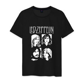 Мужская футболка хлопок с принтом Группа Led Zeppelin в Курске, 100% хлопок | прямой крой, круглый вырез горловины, длина до линии бедер, слегка спущенное плечо. | led | led zeppelin | блюз | группа | джимми пейдж | джон генри бонэм | джон пол джонс | лед зепелен | лед зеппелин | метал | роберт плант | рок | тяжелый | фолк | хард | хардрок | хеви | хевиметал