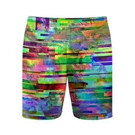Мужские шорты 3D спортивные с принтом Abstraction colorline в Курске,  |  | Тематика изображения на принте: glitch | глитч | глич | разноцветный | яркий