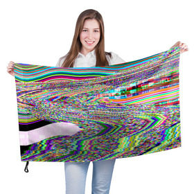 Флаг 3D с принтом Точечная психоделика в Курске, 100% полиэстер | плотность ткани — 95 г/м2, размер — 67 х 109 см. Принт наносится с одной стороны | глитч | глич | полосы | разводы