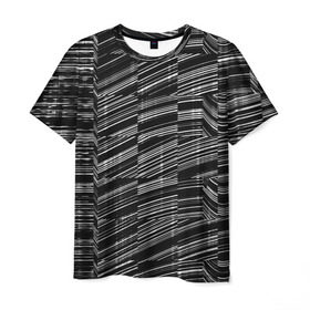 Мужская футболка 3D с принтом Серая штриховка в Курске, 100% полиэфир | прямой крой, круглый вырез горловины, длина до линии бедер | abstraction | color | optical | pattern | tie dye | абстракция | краска | краски | линии | оптический | паттерн | полосы | психоделика | узор