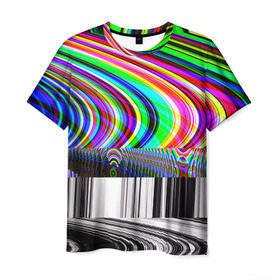 Мужская футболка 3D с принтом Psyhodelic style в Курске, 100% полиэфир | прямой крой, круглый вырез горловины, длина до линии бедер | abstraction | color | optical | pattern | tie dye | абстракция | краска | краски | линии | оптический | паттерн | полосы | психоделика | узор