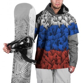 Накидка на куртку 3D с принтом Флаг России из хоккеистов в Курске, 100% полиэстер |  | Тематика изображения на принте: зима | лед | олимпиада | россия | сборная | спорт | триколор | хокей | хоккеист | хоккей | чемпионат