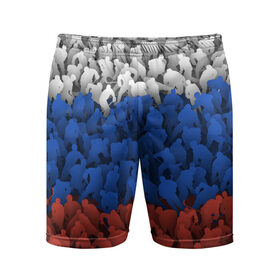 Мужские шорты 3D спортивные с принтом Флаг России из хоккеистов в Курске,  |  | Тематика изображения на принте: зима | лед | олимпиада | россия | сборная | спорт | триколор | хокей | хоккеист | хоккей | чемпионат