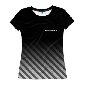 Женская футболка 3D с принтом AMG в Курске, 100% полиэфир ( синтетическое хлопкоподобное полотно) | прямой крой, круглый вырез горловины, длина до линии бедер | mercedes | марка | машины | мерседес