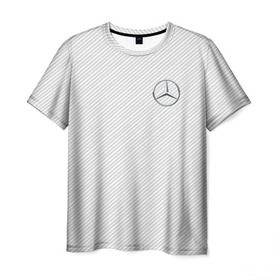 Мужская футболка 3D с принтом MERCEDES BENZ CARBON в Курске, 100% полиэфир | прямой крой, круглый вырез горловины, длина до линии бедер | amg | mercedes | марка | машины | мерседес