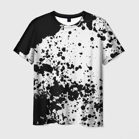Мужская футболка 3D с принтом Черно-белые капли в Курске, 100% полиэфир | прямой крой, круглый вырез горловины, длина до линии бедер | abstraction | watercolor | абстракция красок | акварель | брызги красок | живопись | краска | потертость красок | размытые краски | текстуры | черно белый | яркие | яркие краски
