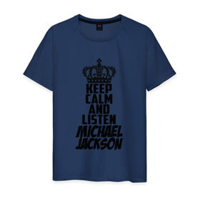 Мужская футболка хлопок с принтом Keep calm and listen Michael Jackson в Курске, 100% хлопок | прямой крой, круглый вырез горловины, длина до линии бедер, слегка спущенное плечо. | Тематика изображения на принте: jackson | joseph | michael | the jackson 5 | джек | джексон | джозеф | диско | жексон | звезда | король | майк | майкл | майкла | мйкел | нью | поп | попсы | ритм н блюз | рок | свинг | соул | фанк