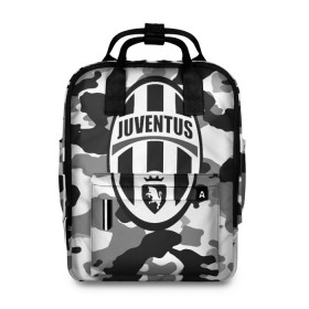 Женский рюкзак 3D с принтом FC Juventus Camouflage в Курске, 100% полиэстер | лямки с регулируемой длиной, сверху ручки, чтобы рюкзак нести как сумку. Основное отделение закрывается на молнию, как и внешний карман. Внутри два дополнительных кармана, один из которых закрывается на молнию. По бокам два дополнительных кармашка, куда поместится маленькая бутылочка
 | football | italia | juve | juventus | logo | sport | арт | италия | лига | лого | спорт | текстура | фк | футбол | футбольный клуб | эмблема | ювентус