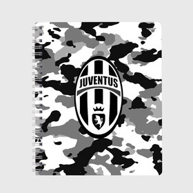 Тетрадь с принтом FC Juventus Camouflage в Курске, 100% бумага | 48 листов, плотность листов — 60 г/м2, плотность картонной обложки — 250 г/м2. Листы скреплены сбоку удобной пружинной спиралью. Уголки страниц и обложки скругленные. Цвет линий — светло-серый
 | football | italia | juve | juventus | logo | sport | арт | италия | лига | лого | спорт | текстура | фк | футбол | футбольный клуб | эмблема | ювентус