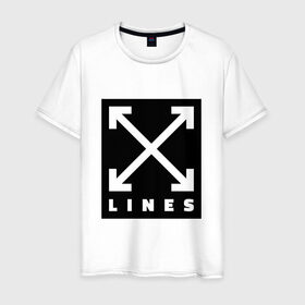 Мужская футболка хлопок с принтом White Lines Arrows в Курске, 100% хлопок | прямой крой, круглый вырез горловины, длина до линии бедер, слегка спущенное плечо. | 
