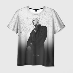 Мужская футболка 3D с принтом Хаски Geometry в Курске, 100% полиэфир | прямой крой, круглый вырез горловины, длина до линии бедер | Тематика изображения на принте: rap | дмитрий кузнецов | рэп | рэпер | хаски