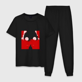 Мужская пижама хлопок с принтом Крот в Курске, 100% хлопок | брюки и футболка прямого кроя, без карманов, на брюках мягкая резинка на поясе и по низу штанин
 | Тематика изображения на принте: rap | дмитрий кузнецов | рэп | рэпер | хаски