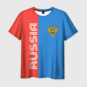 Мужская футболка 3D с принтом RUSSIA в Курске, 100% полиэфир | прямой крой, круглый вырез горловины, длина до линии бедер | russia | герб | орел | патриот | российский | россия | русский | символика | триколор