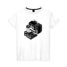 Женская футболка хлопок с принтом Old School в Курске, 100% хлопок | прямой крой, круглый вырез горловины, длина до линии бедер, слегка спущенное плечо | dendy | nintendo | super mario bros. | tv | денди | марио | нинтендо | тв