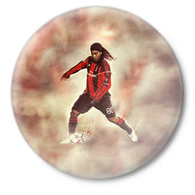 Значок с принтом Ronaldinho в Курске,  металл | круглая форма, металлическая застежка в виде булавки | ronaldinho | роналдиньо | роналдинью | рональдиньо