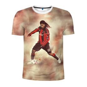 Мужская футболка 3D спортивная с принтом Ronaldinho в Курске, 100% полиэстер с улучшенными характеристиками | приталенный силуэт, круглая горловина, широкие плечи, сужается к линии бедра | Тематика изображения на принте: ronaldinho | роналдиньо | роналдинью | рональдиньо
