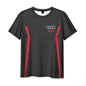 Мужская футболка 3D с принтом AUDI SPORT CARBON в Курске, 100% полиэфир | прямой крой, круглый вырез горловины, длина до линии бедер | audi | ауди | марка | машины