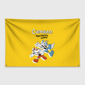 Флаг-баннер с принтом Cuphead в Курске, 100% полиэстер | размер 67 х 109 см, плотность ткани — 95 г/м2; по краям флага есть четыре люверса для крепления | cuphead | капхед | компьтерная игра