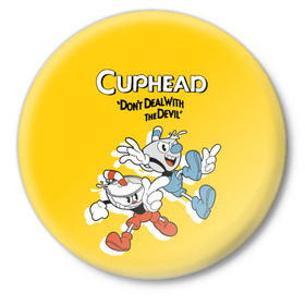 Значок с принтом Cuphead в Курске,  металл | круглая форма, металлическая застежка в виде булавки | Тематика изображения на принте: cuphead | капхед | компьтерная игра