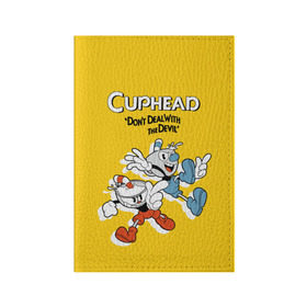 Обложка для паспорта матовая кожа с принтом Cuphead в Курске, натуральная матовая кожа | размер 19,3 х 13,7 см; прозрачные пластиковые крепления | cuphead | капхед | компьтерная игра