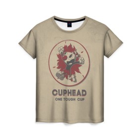 Женская футболка 3D с принтом Cuphead в Курске, 100% полиэфир ( синтетическое хлопкоподобное полотно) | прямой крой, круглый вырез горловины, длина до линии бедер | cuphead | капхед | компьтерная игра