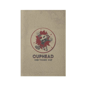Обложка для паспорта матовая кожа с принтом Cuphead в Курске, натуральная матовая кожа | размер 19,3 х 13,7 см; прозрачные пластиковые крепления | Тематика изображения на принте: cuphead | капхед | компьтерная игра