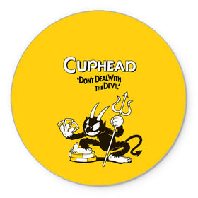 Коврик круглый с принтом Cuphead в Курске, резина и полиэстер | круглая форма, изображение наносится на всю лицевую часть | cuphead | капхед | компьтерная игра