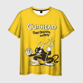 Мужская футболка 3D с принтом Cuphead в Курске, 100% полиэфир | прямой крой, круглый вырез горловины, длина до линии бедер | Тематика изображения на принте: cuphead | капхед | компьтерная игра