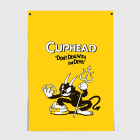 Постер с принтом Cuphead в Курске, 100% бумага
 | бумага, плотность 150 мг. Матовая, но за счет высокого коэффициента гладкости имеет небольшой блеск и дает на свету блики, но в отличии от глянцевой бумаги не покрыта лаком | cuphead | капхед | компьтерная игра