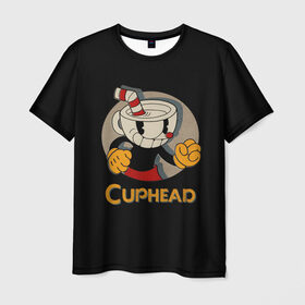 Мужская футболка 3D с принтом Cuphead в Курске, 100% полиэфир | прямой крой, круглый вырез горловины, длина до линии бедер | Тематика изображения на принте: cuphead | капхед | компьтерная игра