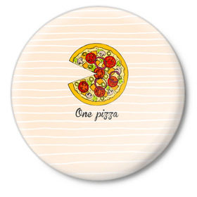 Значок с принтом One love, One pizza в Курске,  металл | круглая форма, металлическая застежка в виде булавки | Тематика изображения на принте: 14 февраля | love | pizza | valentine | любовь