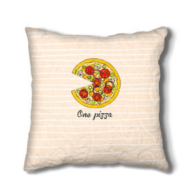 Подушка 3D с принтом One love, One pizza в Курске, наволочка – 100% полиэстер, наполнитель – холлофайбер (легкий наполнитель, не вызывает аллергию). | состоит из подушки и наволочки. Наволочка на молнии, легко снимается для стирки | 14 февраля | love | pizza | valentine | любовь