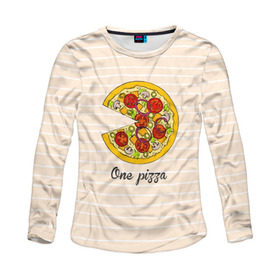 Женский лонгслив 3D с принтом One love, One pizza в Курске, 100% полиэстер | длинные рукава, круглый вырез горловины, полуприлегающий силуэт | 14 февраля | love | pizza | valentine | любовь