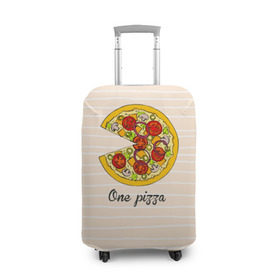 Чехол для чемодана 3D с принтом One love, One pizza в Курске, 86% полиэфир, 14% спандекс | двустороннее нанесение принта, прорези для ручек и колес | 14 февраля | love | pizza | valentine | любовь