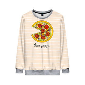 Женский свитшот 3D с принтом One love, One pizza в Курске, 100% полиэстер с мягким внутренним слоем | круглый вырез горловины, мягкая резинка на манжетах и поясе, свободная посадка по фигуре | 14 февраля | love | pizza | valentine | любовь