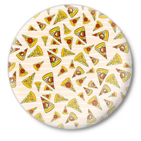 Значок с принтом Pizza love в Курске,  металл | круглая форма, металлическая застежка в виде булавки | 14 февраля | love | pizza | valentine | любовь