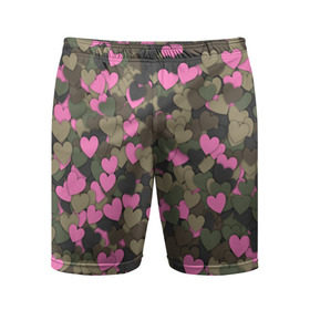 Мужские шорты 3D спортивные с принтом Какмуфляж с сердечками в Курске,  |  | 14 февраля | день святого валентина | камуфляж | любовь | милитари | паттерн | розовый | сердечко | сердце | хаки