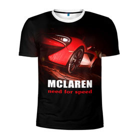 Мужская футболка 3D спортивная с принтом McLaren - жажда скорости в Курске, 100% полиэстер с улучшенными характеристиками | приталенный силуэт, круглая горловина, широкие плечи, сужается к линии бедра | auto | mclaren 570s | авто | автомобиль | машина | суперкар | тачка