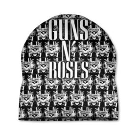 Шапка 3D с принтом Guns n roses в Курске, 100% полиэстер | универсальный размер, печать по всей поверхности изделия | guns n roses | gunsnroses | ганз н роус | ганзес роус | ганзесроус | ганзнроус | дафф маккаган | диззи рид | мелисса риз | ричард фортус | рок | слэш | франк феррер | эксл роуз