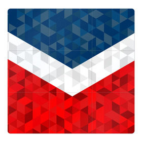 Магнитный плакат 3Х3 с принтом Форма России в Курске, Полимерный материал с магнитным слоем | 9 деталей размером 9*9 см | russia | геометрия | полигоны | россия | спорт | спортивная форма | треугольники | триколор | углы