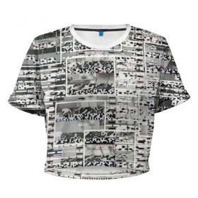 Женская футболка 3D укороченная с принтом Коллаж в Курске, 100% полиэстер | круглая горловина, длина футболки до линии талии, рукава с отворотами | армия | глитчи | искусство | камуфляж | коллаж | маскировка | хаки
