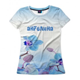 Женская футболка 3D с принтом Ангелина в Курске, 100% полиэфир ( синтетическое хлопкоподобное полотно) | прямой крой, круглый вырез горловины, длина до линии бедер | flower | name | spring | ангелина | букет | весна | имена | имя | природа | узор | цветочный | цветы