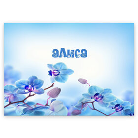 Поздравительная открытка с принтом Алиса в Курске, 100% бумага | плотность бумаги 280 г/м2, матовая, на обратной стороне линовка и место для марки
 | flower | name | spring | алиса | букет | весна | имена | имя | природа | узор | цветочный | цветы
