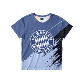 Детская футболка 3D с принтом FC Bayern Munchen style в Курске, 100% гипоаллергенный полиэфир | прямой крой, круглый вырез горловины, длина до линии бедер, чуть спущенное плечо, ткань немного тянется | Тематика изображения на принте: football | soccer | байерн