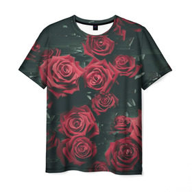 Мужская футболка 3D с принтом Цветы Розы в Курске, 100% полиэфир | прямой крой, круглый вырез горловины, длина до линии бедер | 8 | день | женский | женский день | красная | любовь | марта | роза | розы | цветы