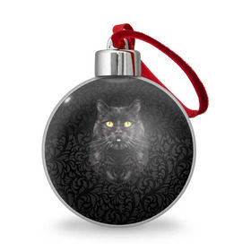 Ёлочный шар с принтом Чёрный котик в Курске, Пластик | Диаметр: 77 мм | кошка | чёрная