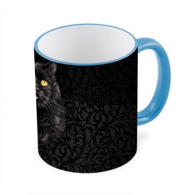 Кружка 3D с принтом Чёрный котик в Курске, керамика | ёмкость 330 мл | кошка | чёрная
